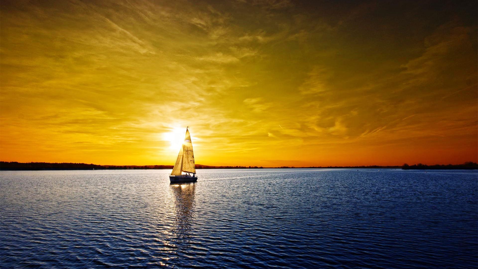 Boat Sunset - HD Wallpaper 