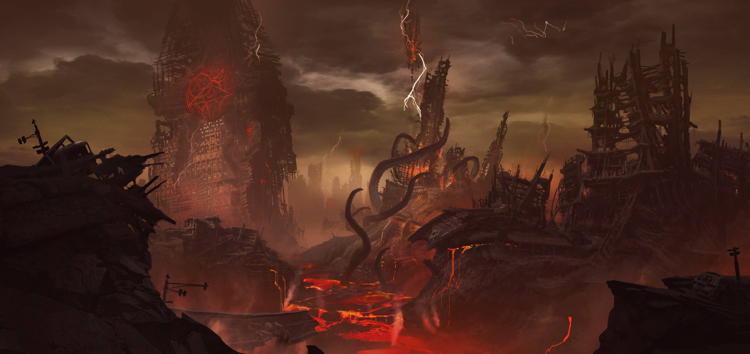 Doom Eternal Concept Art - 3000x1418 Wallpaper 