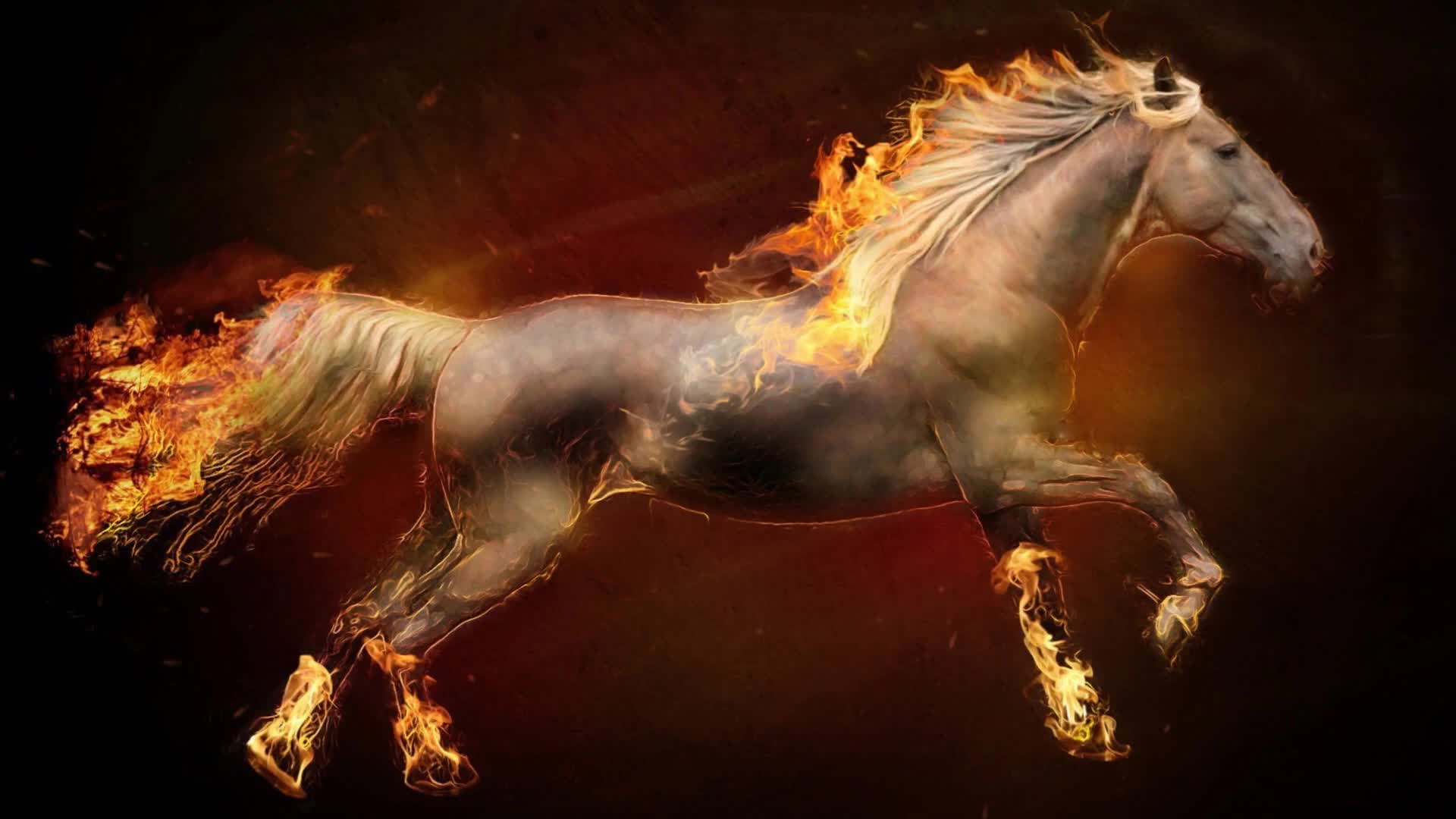 Running Fire Horse Artwork Live Wallpaper - Fire Horses Wallpaper Hd - HD Wallpaper 