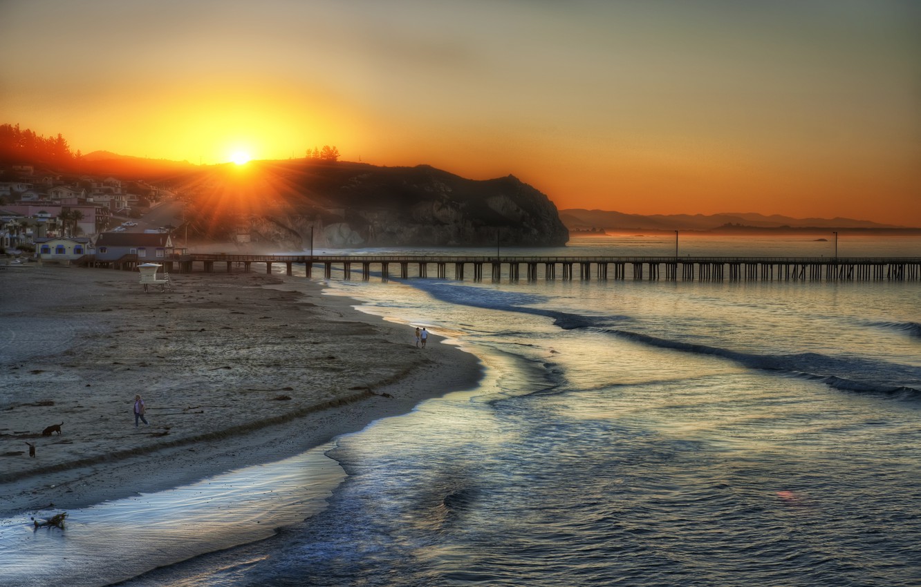 Photo Wallpaper Beach, Bridge, The Ocean, Los Angeles, - 바탕 화면 산타 모니카 - HD Wallpaper 