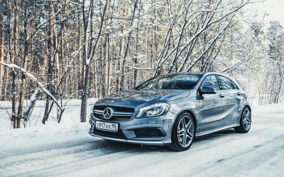 Mercedes Benz A45 Amg Car Winter Wallpaper,mercedes - HD Wallpaper 