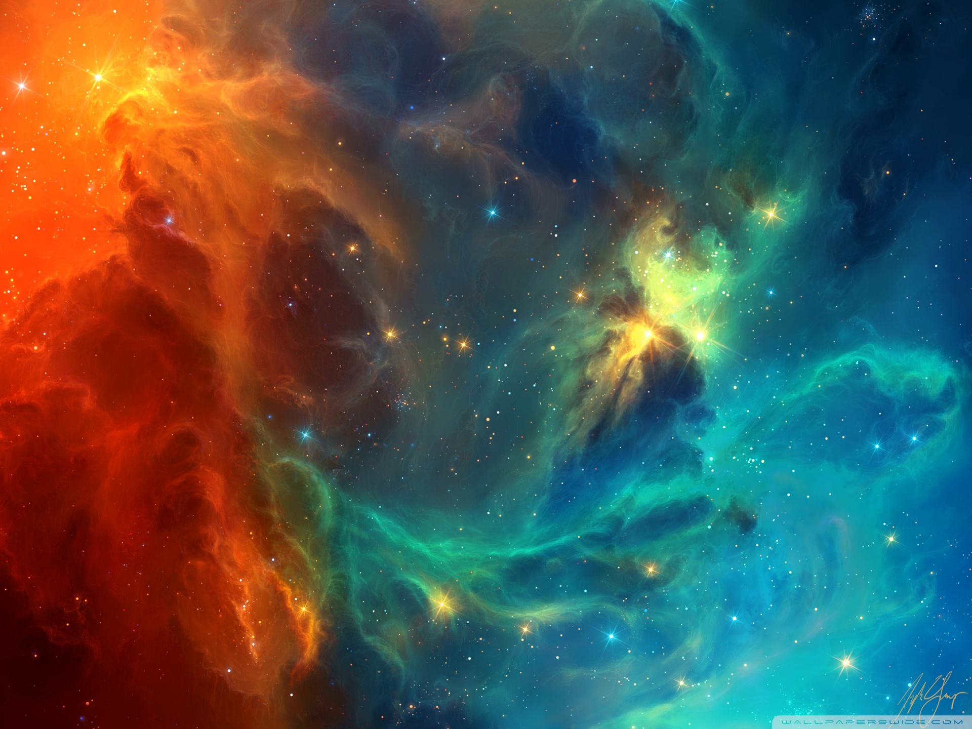 Red And Blue Nebula - HD Wallpaper 