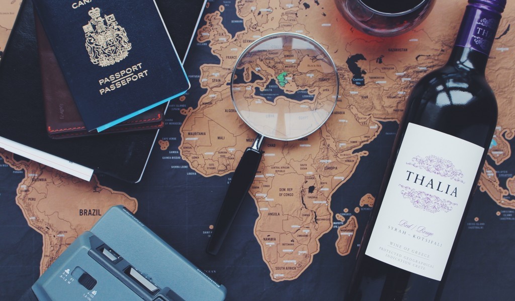 Passport, Map, Wine Of Greece, Magnifier - Travel Research - HD Wallpaper 