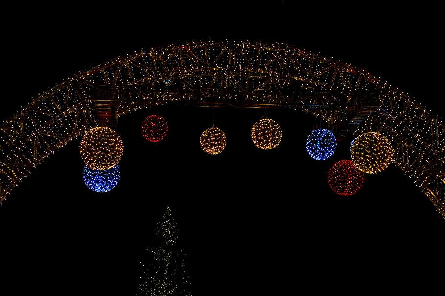 Fireworks Display At Night ], Dark, Christmas, Lights, - Darkness - HD Wallpaper 