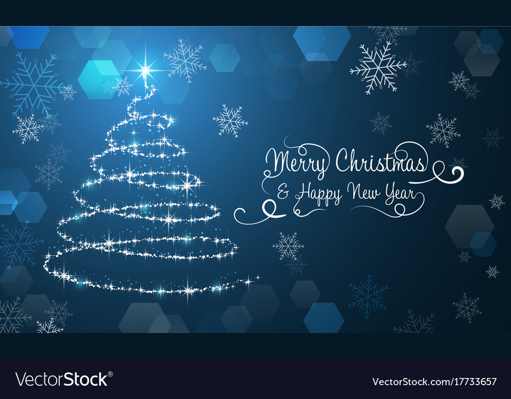 Blue Merry Christmas And New Year Tree - HD Wallpaper 