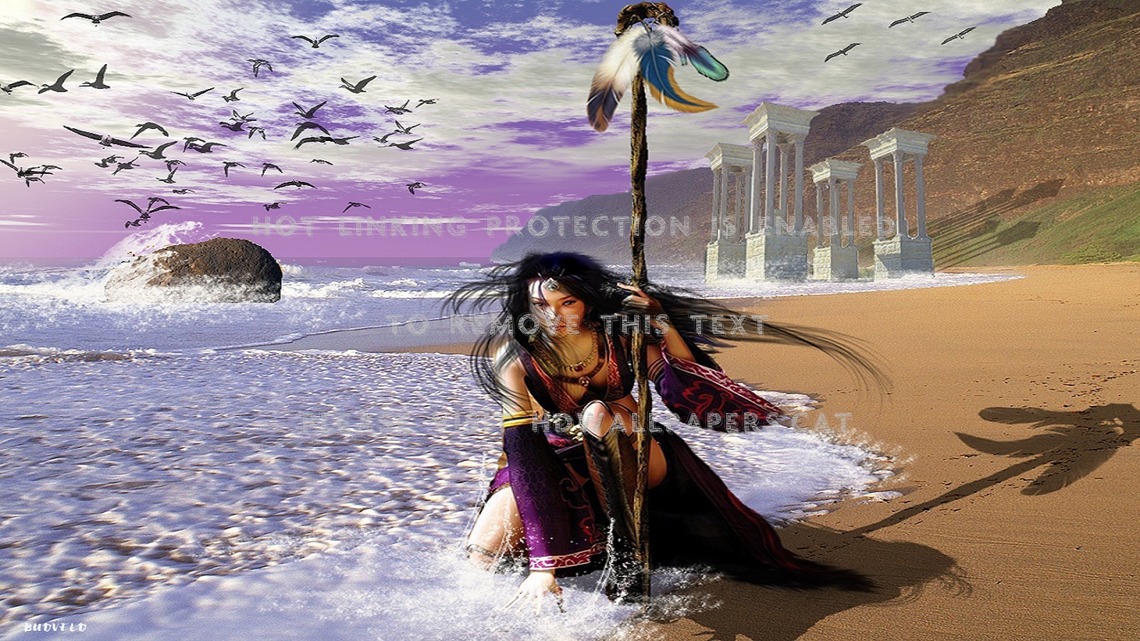 Guerriere Lance Rebelle Mer Femme Abstract - Fantasy Wallpaper Hd - HD Wallpaper 