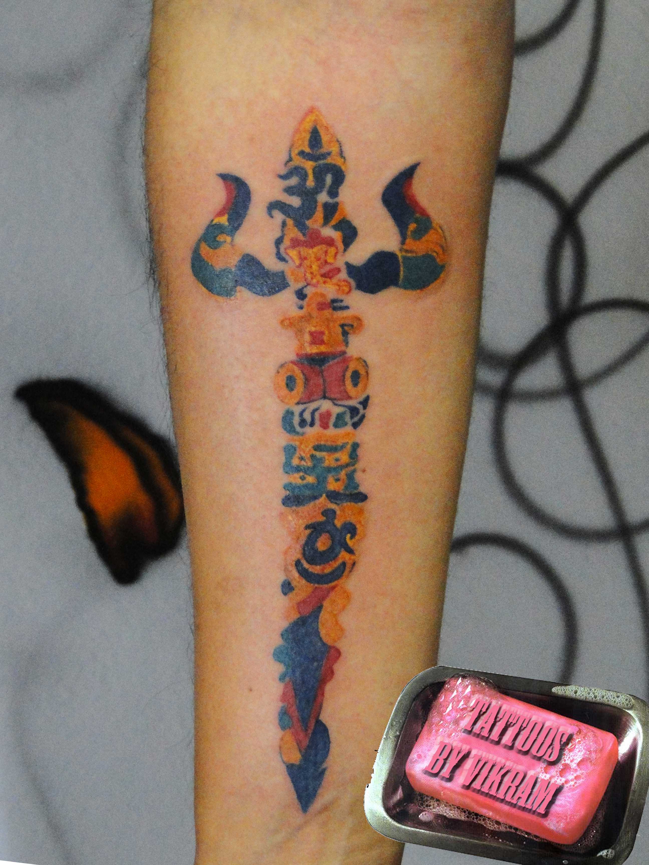 Shiva Trishul Tattoo Color - HD Wallpaper 