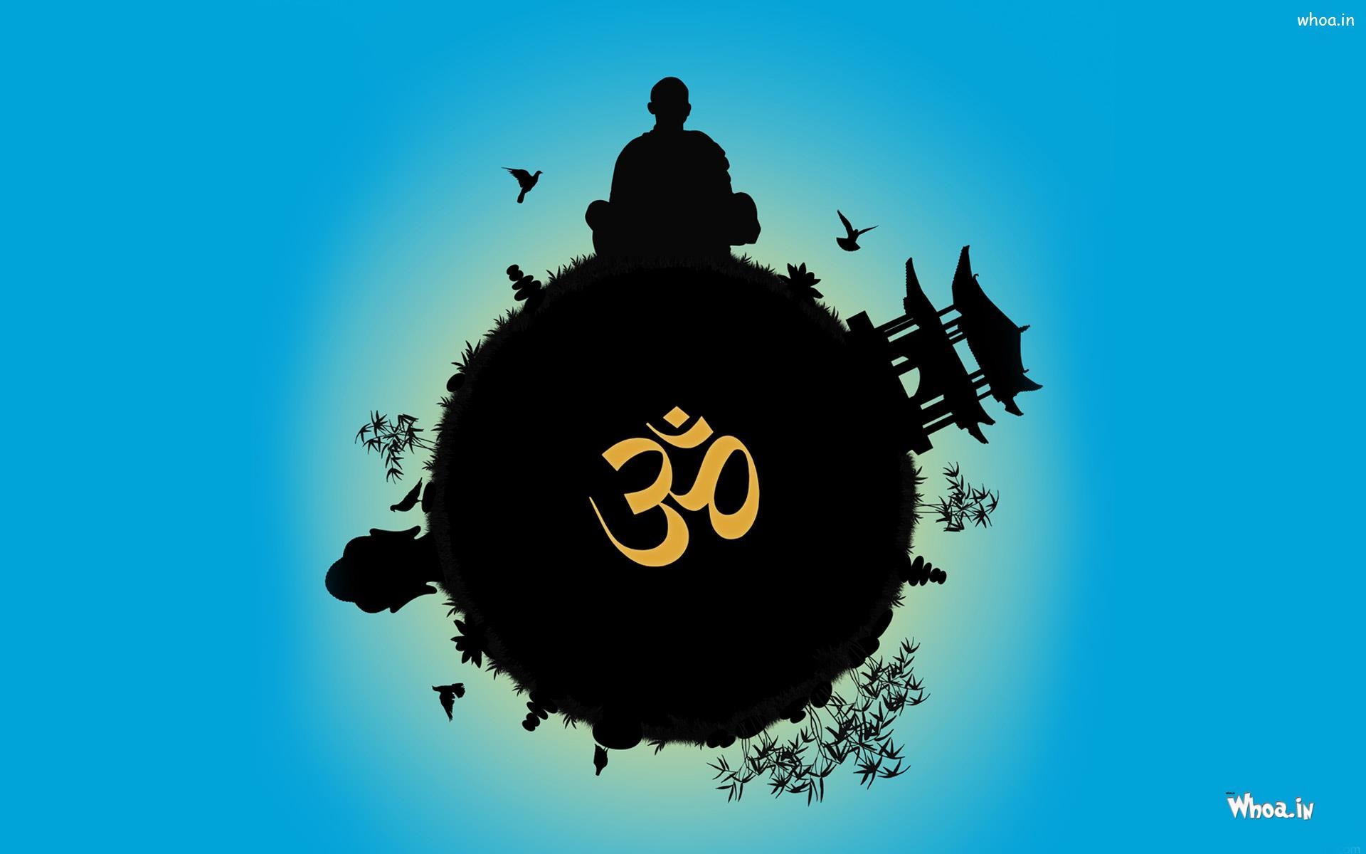 Om With Blue Background Hd Wallpaper - HD Wallpaper 