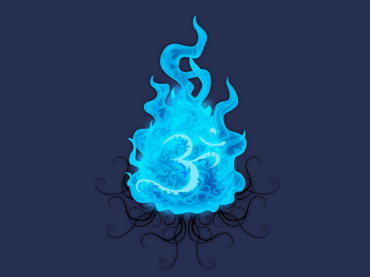 Blue Fire In Om - Pixel Blue Fire - HD Wallpaper 