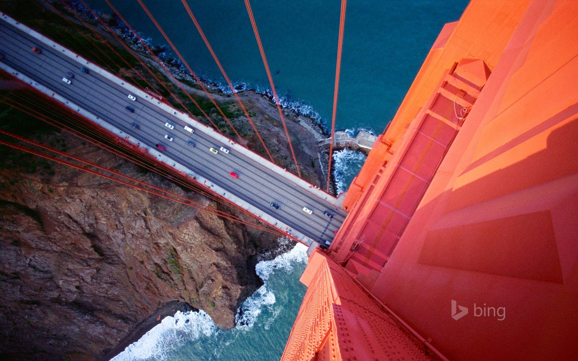 1920x1200, 50 New Bing Wallpapers, Bing Wallpapers - Golden Gate Bridge  Looking Down - 1920x1200 Wallpaper 