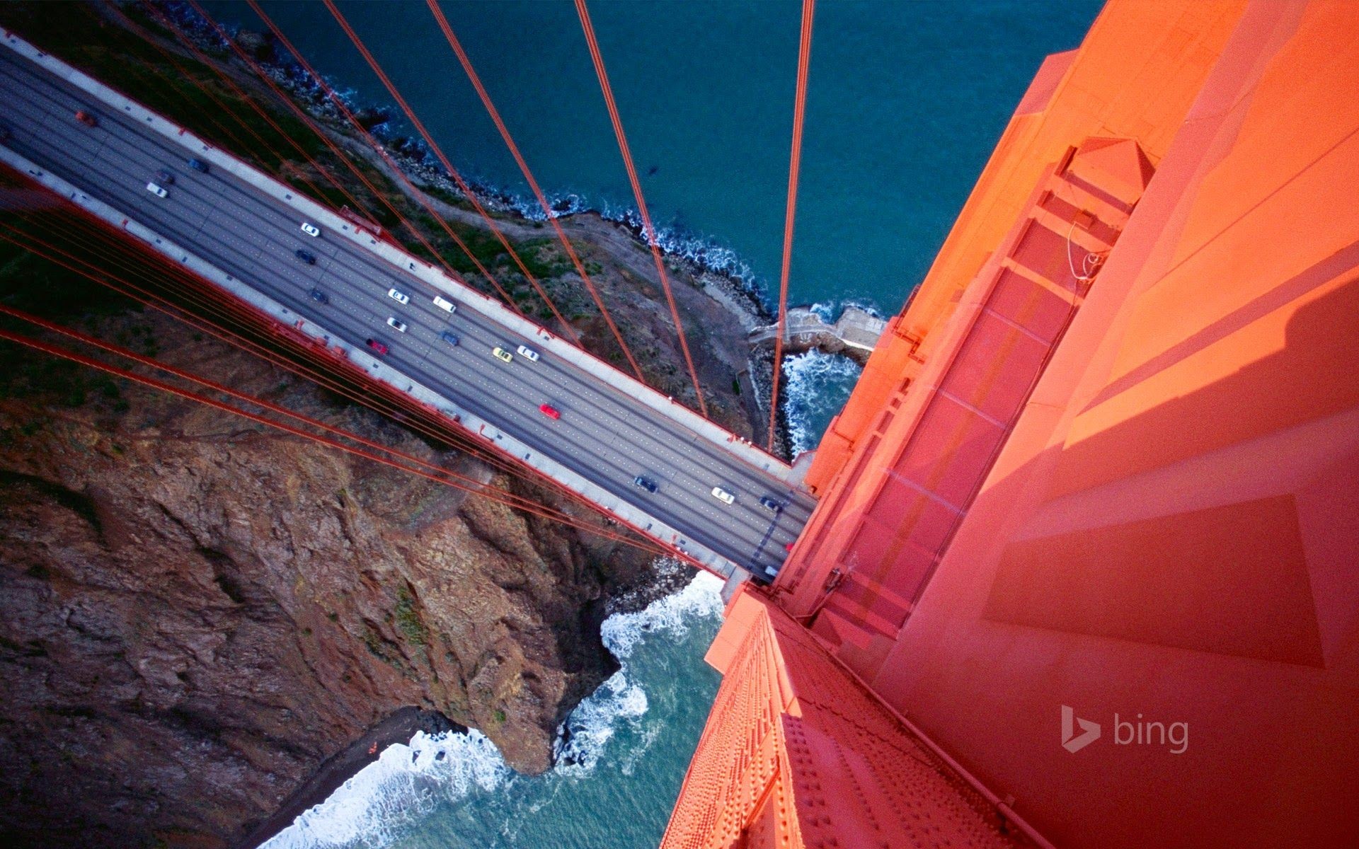 1920x1200, 50 New Bing Wallpapers, Bing Wallpapers - Golden Gate Bridge Looking Down - HD Wallpaper 