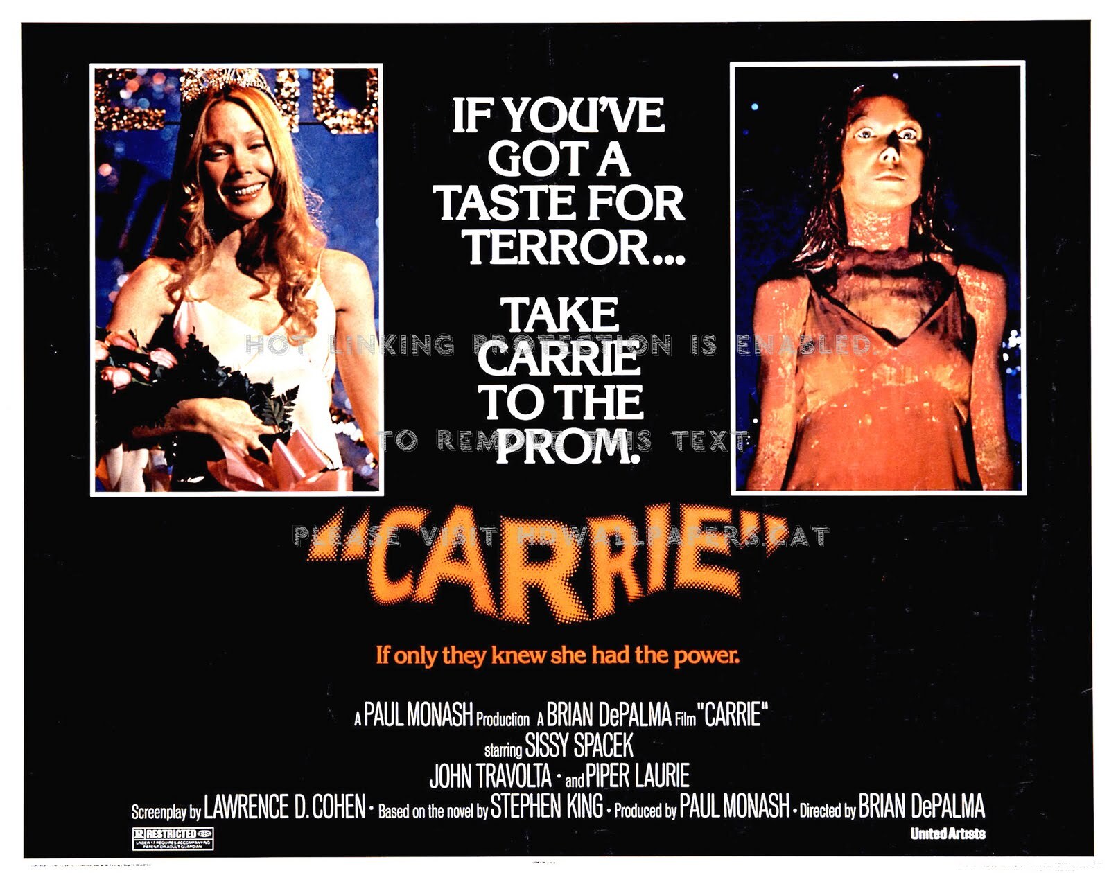 Carrie John Travolta Stephen King Sissy - Carrie Movie Poster 1976