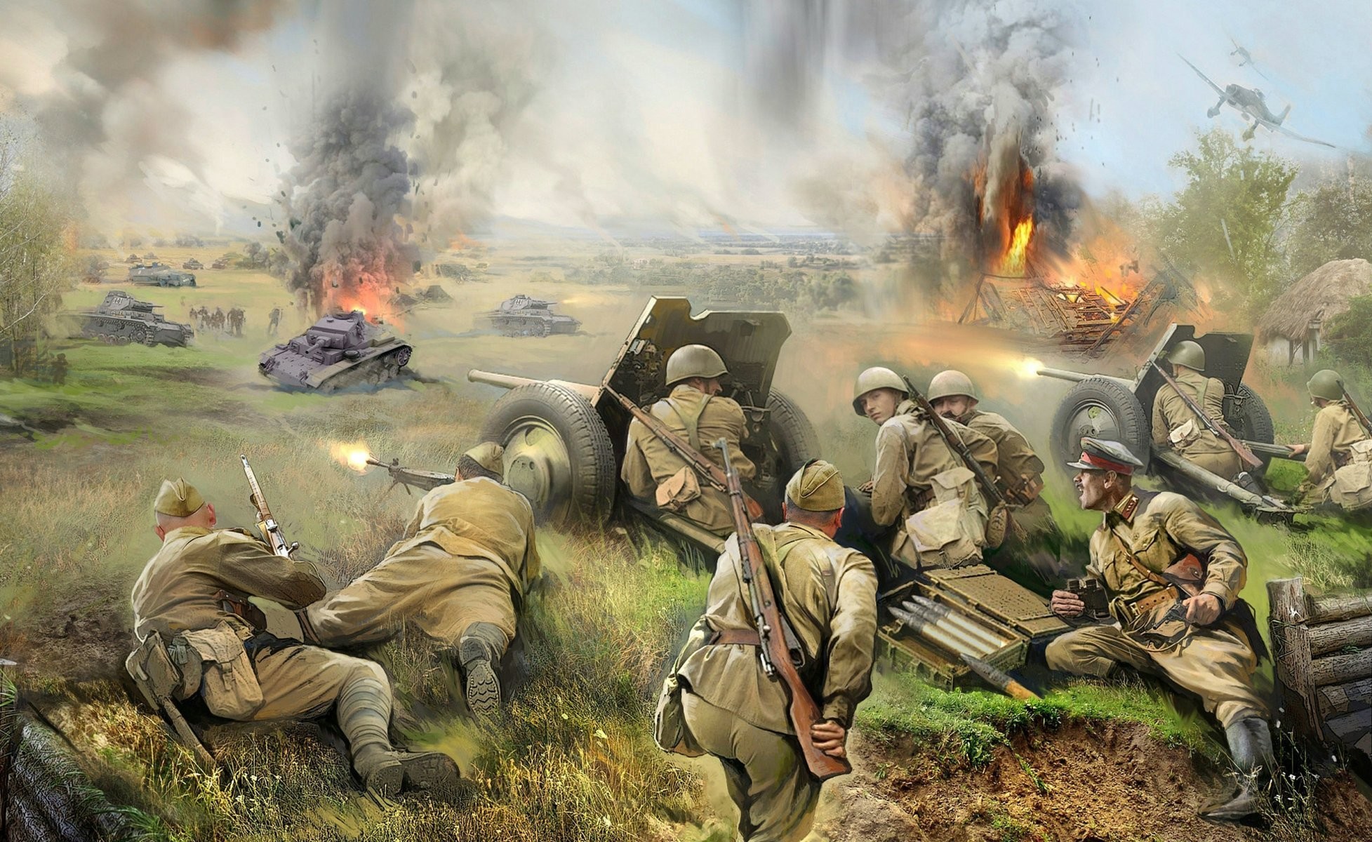 The Great Patriotic War Red Army Men Fight Art 
 Data - Great Patriotic War - HD Wallpaper 