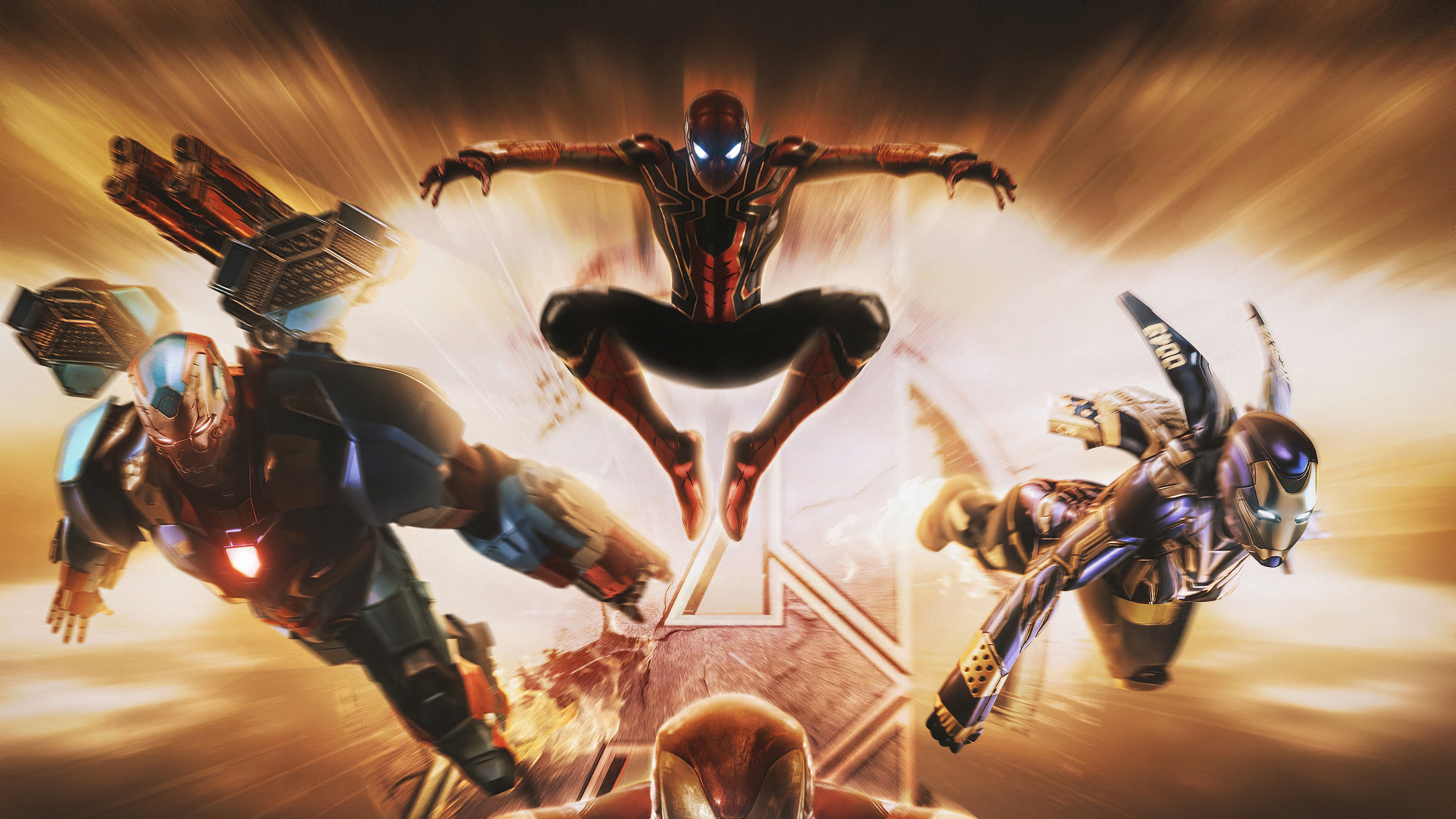 Iron Man Spider Man War Machine - 4096x2304 Wallpaper 