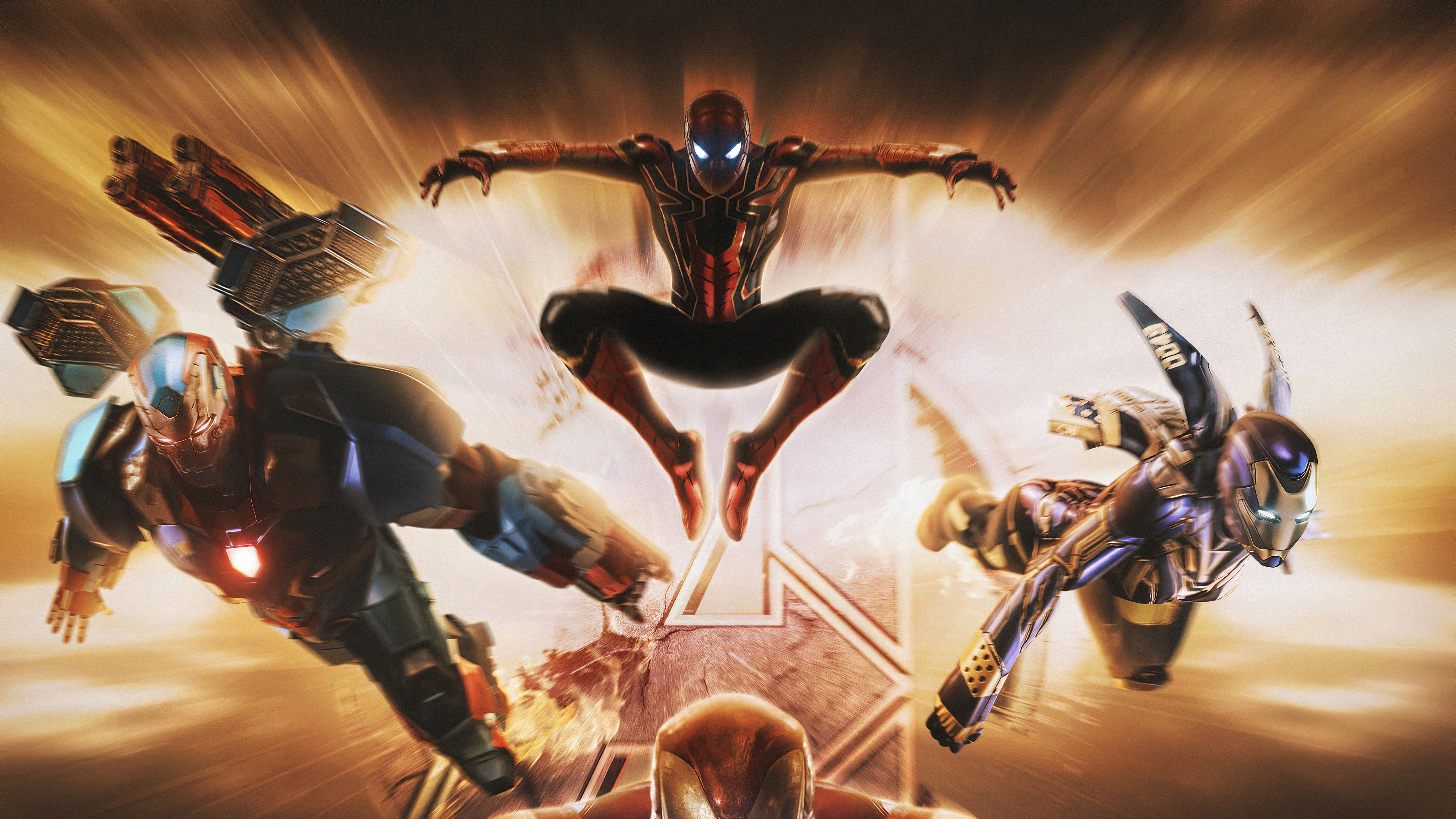 Iron Man Spider Man War Machine - HD Wallpaper 