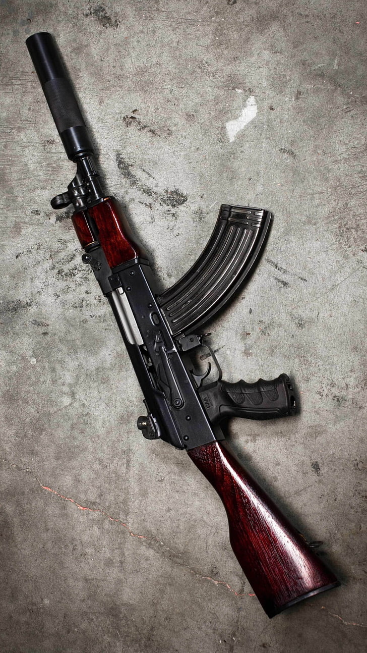 Ak-74 Kalashnikov, Black And Brown Rifle, War & Army, - HD Wallpaper 