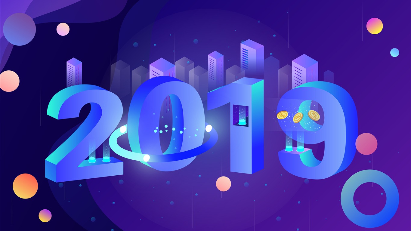 2019 Happy New Year 3d Vector Art2018 - 2019 Hd Wallpaper 3d - HD Wallpaper 