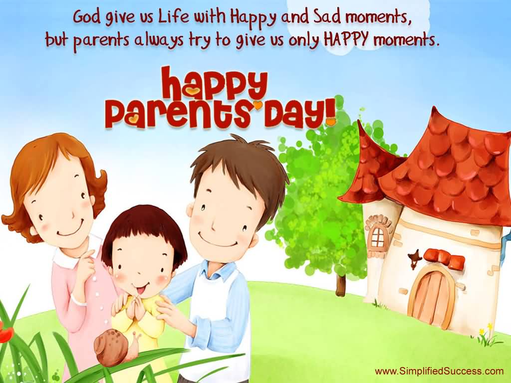 God Five Us Parent With Only Happy Moments Happy Parents - Happy Working Parents Day - HD Wallpaper 