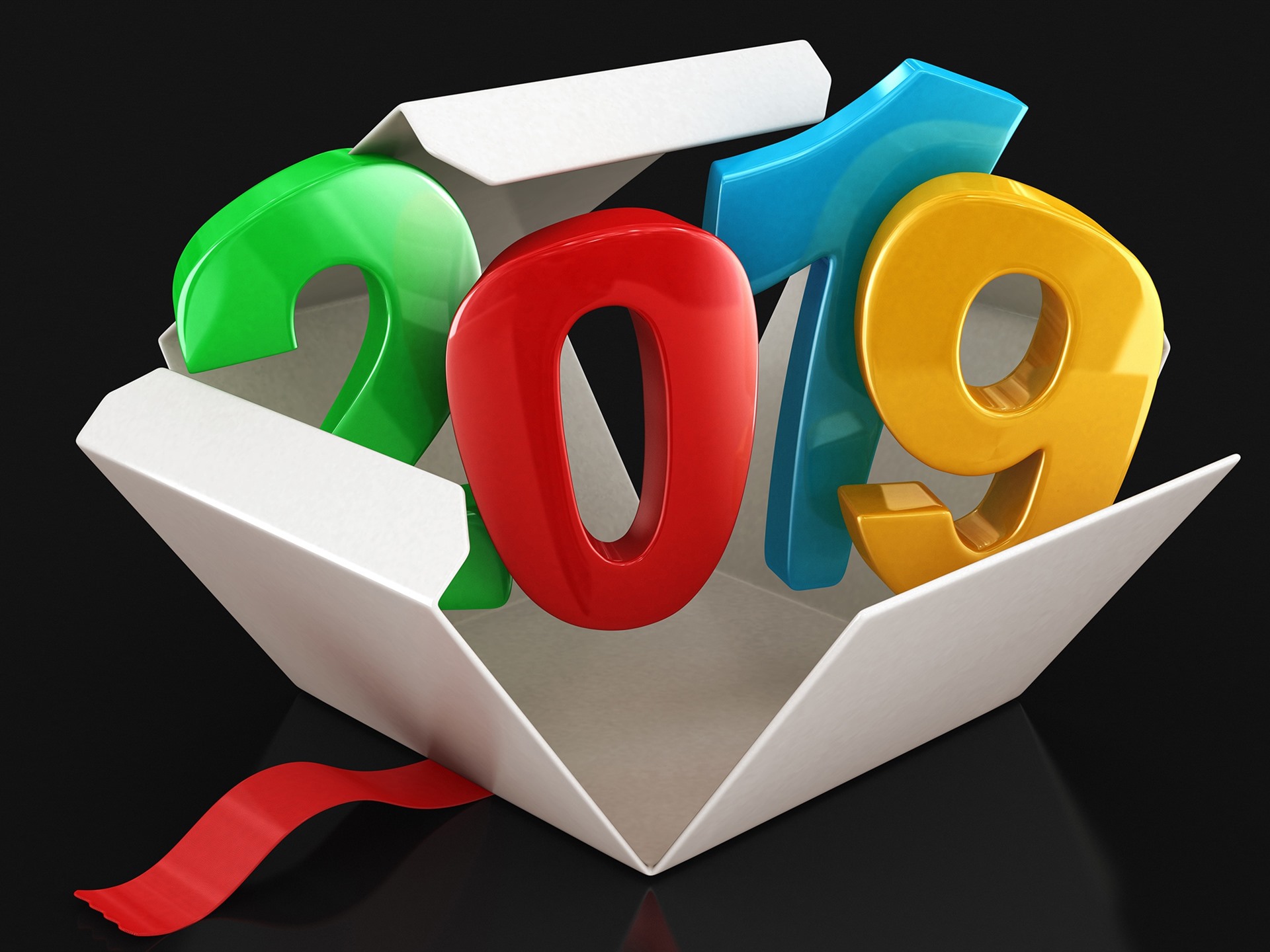 Wallpaper 3d Happy New Year 2019, Colorful, Box - Fonds Ecran Nouvel An 2019 - HD Wallpaper 