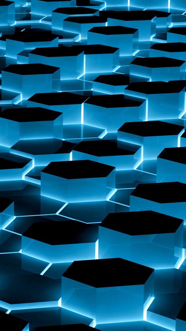 Blue Wallpaper Iphone Hexagon - HD Wallpaper 