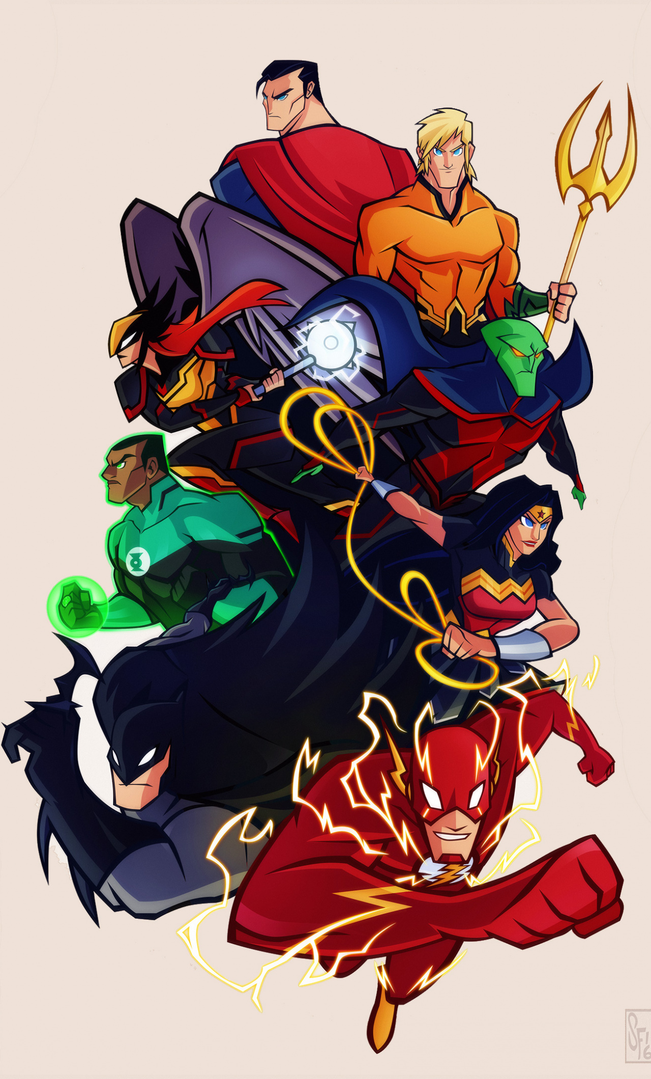 Justice League, Cartoon, Dc Comics, Artwork, Wallpaper - Justice League Animated Tattoo - HD Wallpaper 