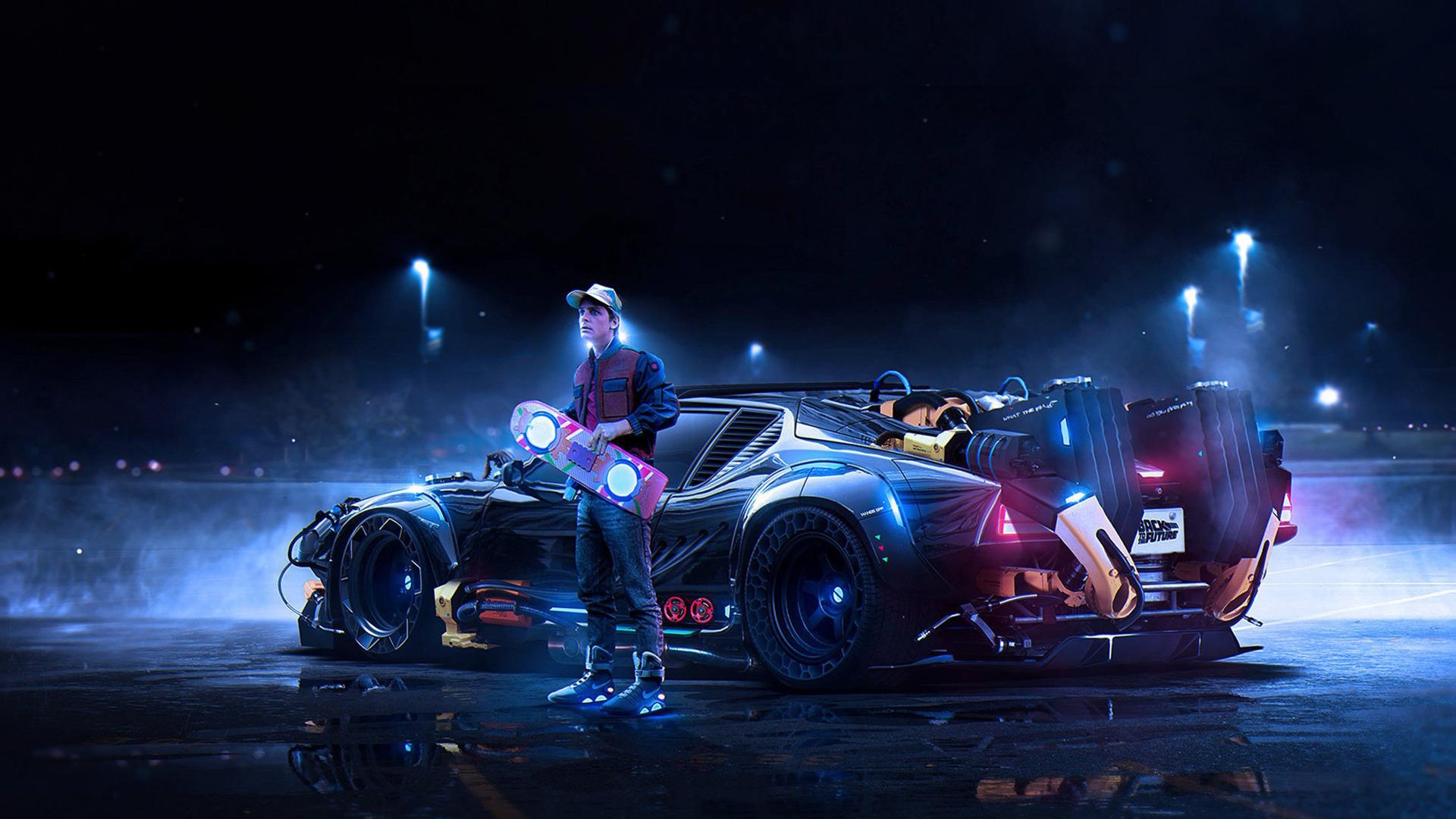 Wallpaper Back To The Future Prototype Sports Car Art - Back To The Future Modern - HD Wallpaper 