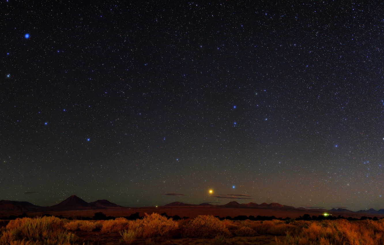 Photo Wallpaper Chili, Night Sky, The Andes, Chilean - Night Sky Desert - HD Wallpaper 