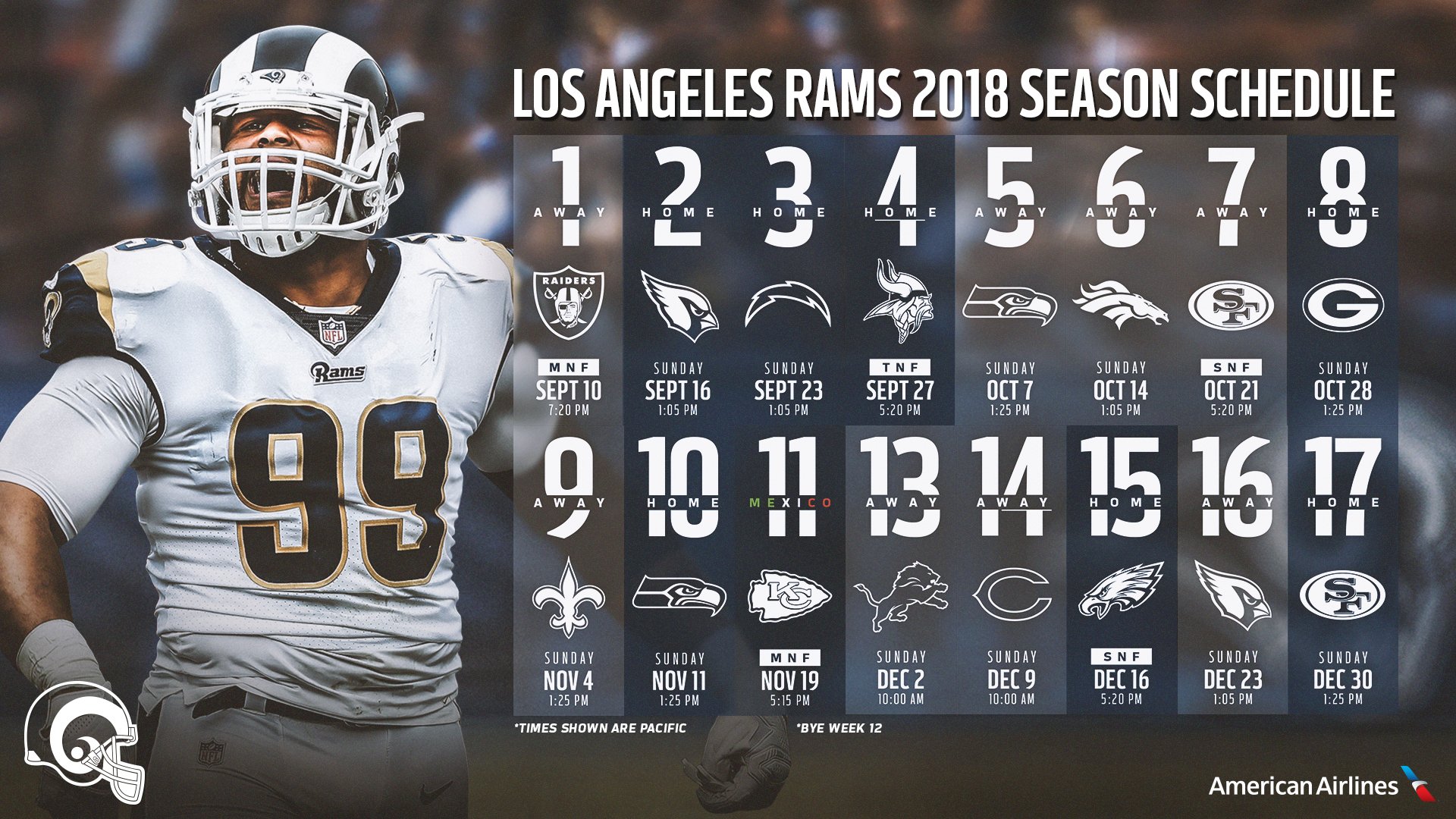 La Rams 2018 Schedule - HD Wallpaper 