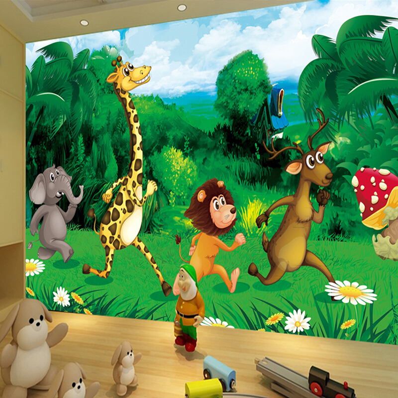 Girraff 3d Cartoon With Animals - HD Wallpaper 