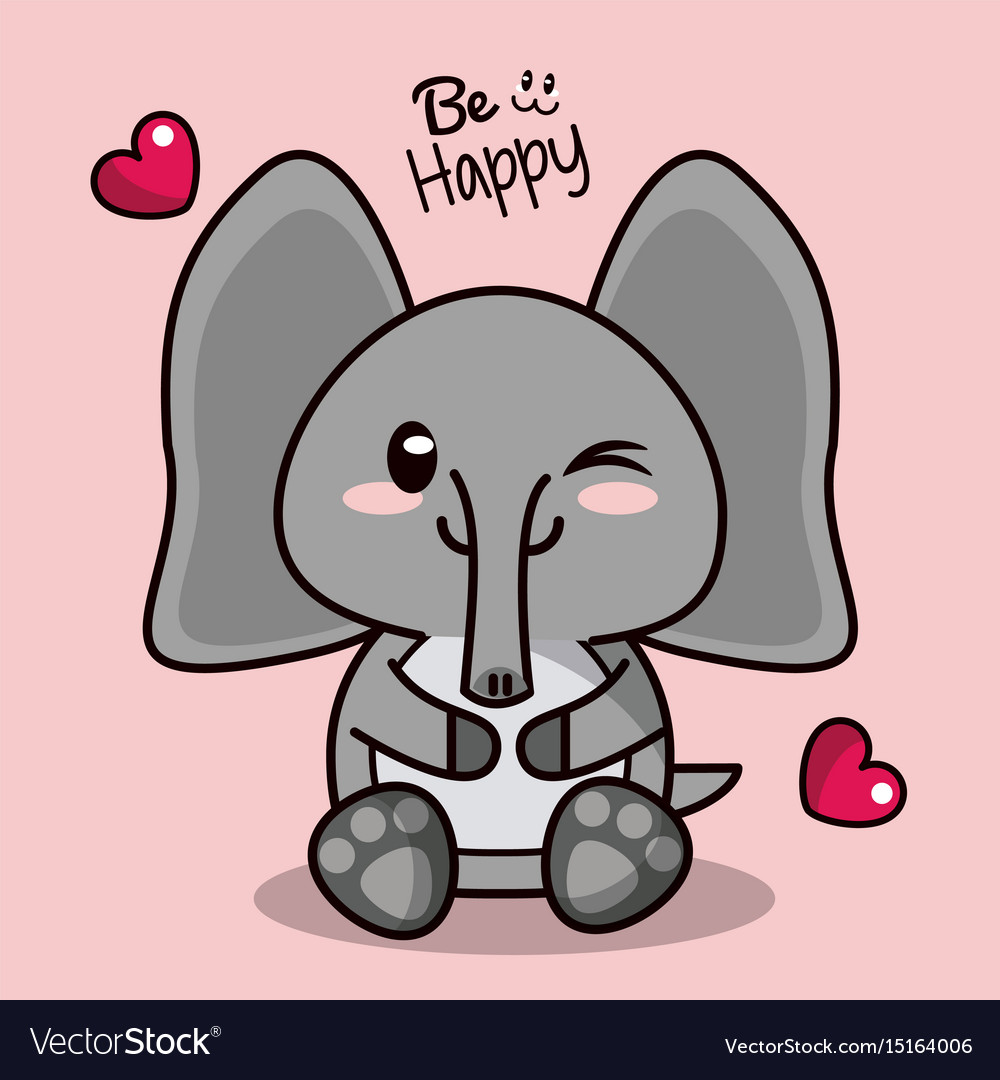 Kawaii Cute Elephant - HD Wallpaper 