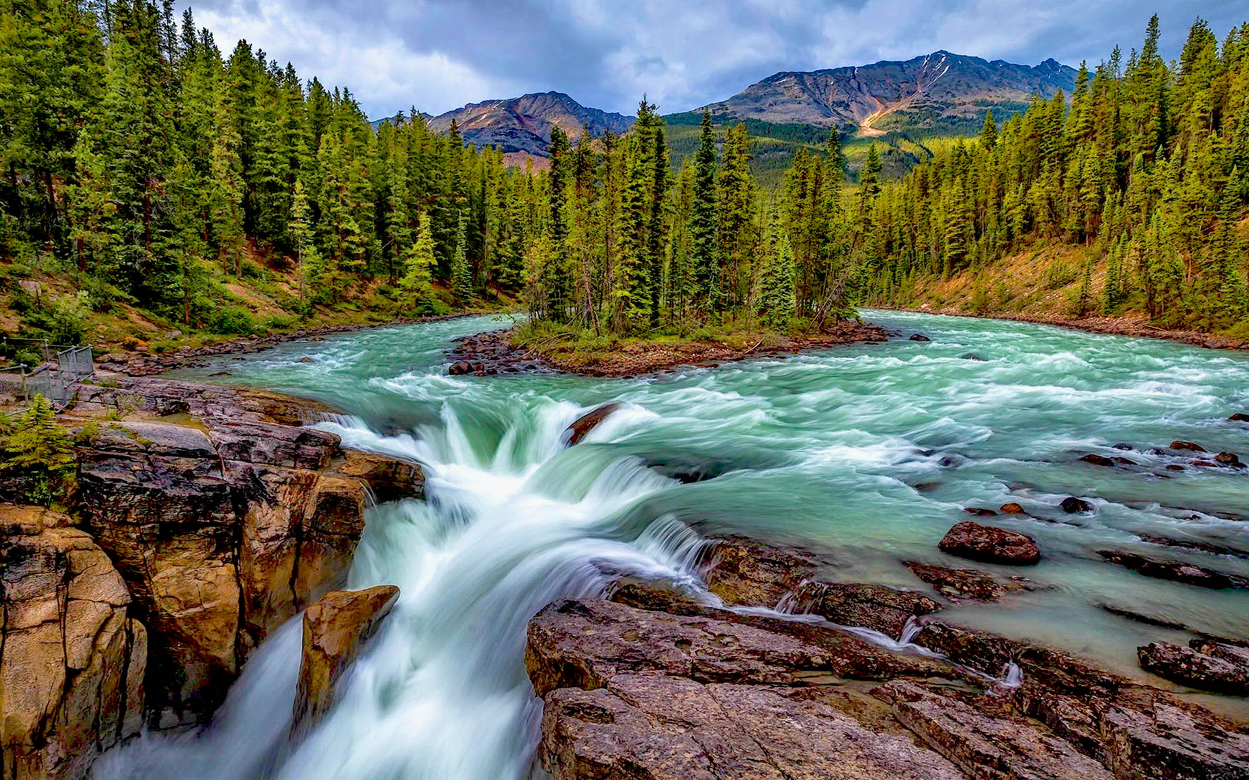 Sunwapta Falls Jasper National Park Alberta Canada - HD Wallpaper 