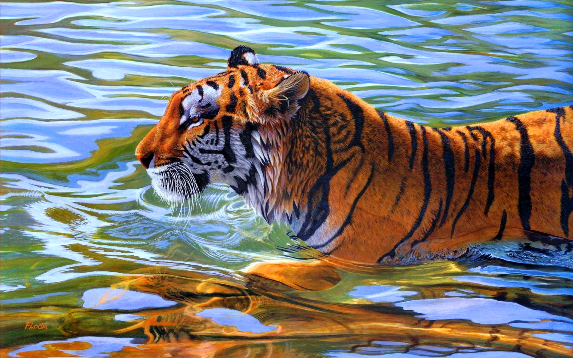 Tiger In Water Animals Images Hd Avatarys - Water Animals Images Hd - HD Wallpaper 