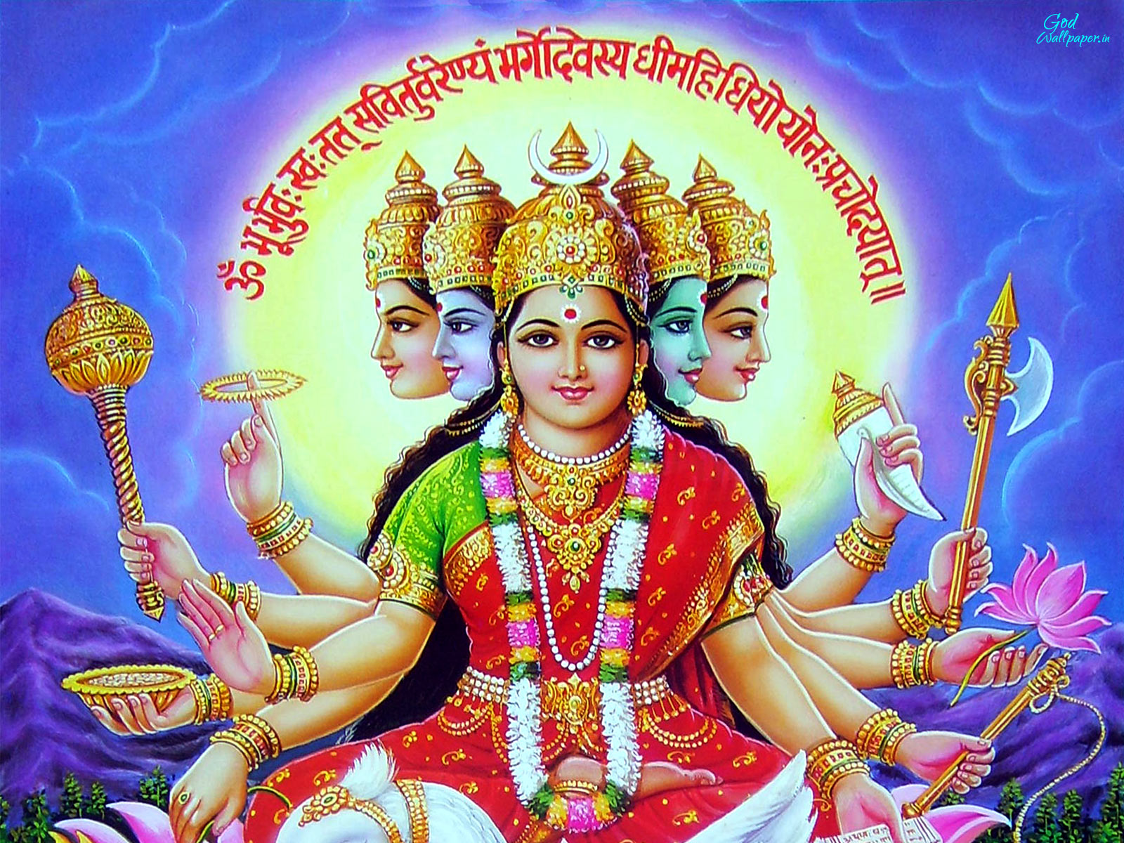 Gayatri Mata - HD Wallpaper 