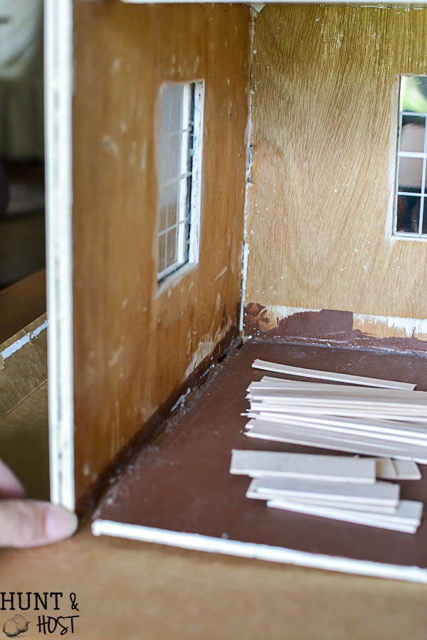 Dollhouse Makeover, Herringbone Wood Floors, Painted - Plywood - HD Wallpaper 