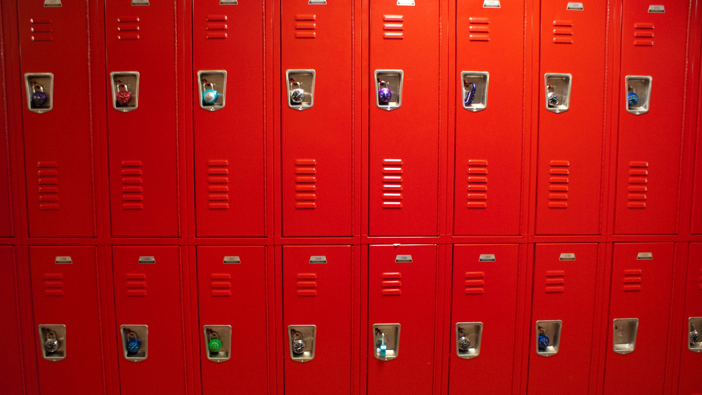 High School Red Lockers - HD Wallpaper 