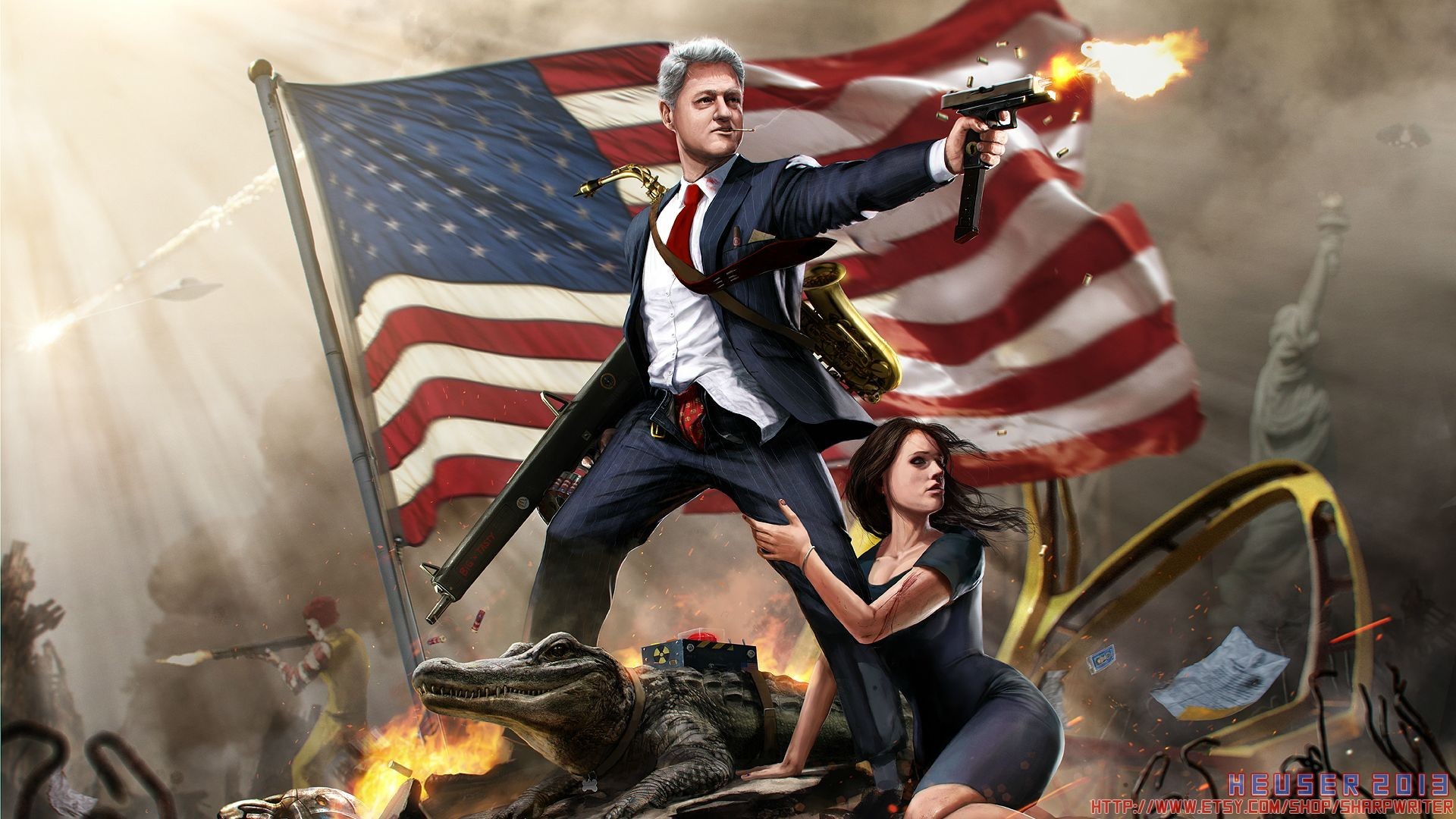 Politics Artistic Fantasy Bill Clinton President American - Bill Clinton - HD Wallpaper 