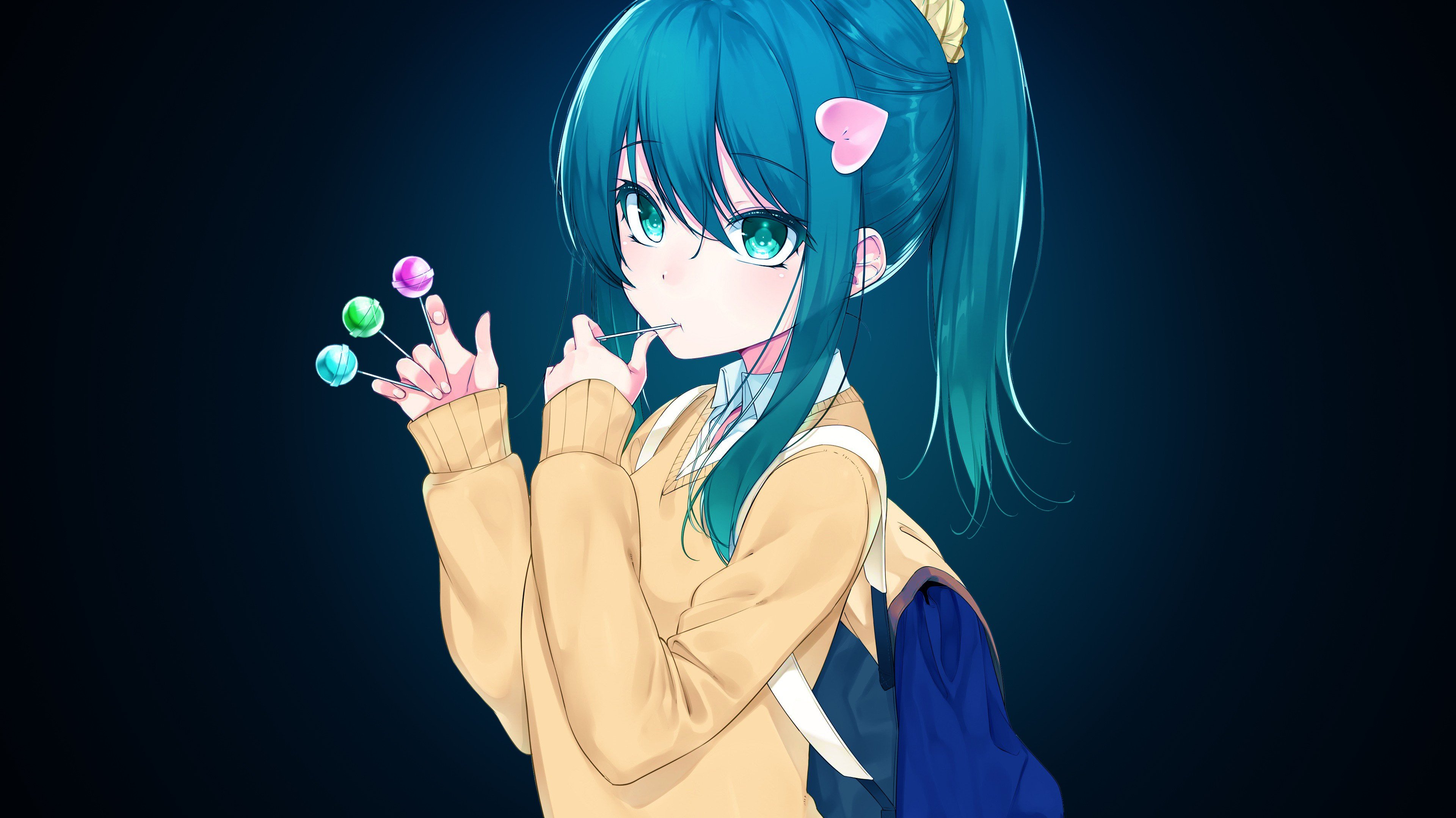 Cute anime girl with blue hair and kawaii outfit - wide 6