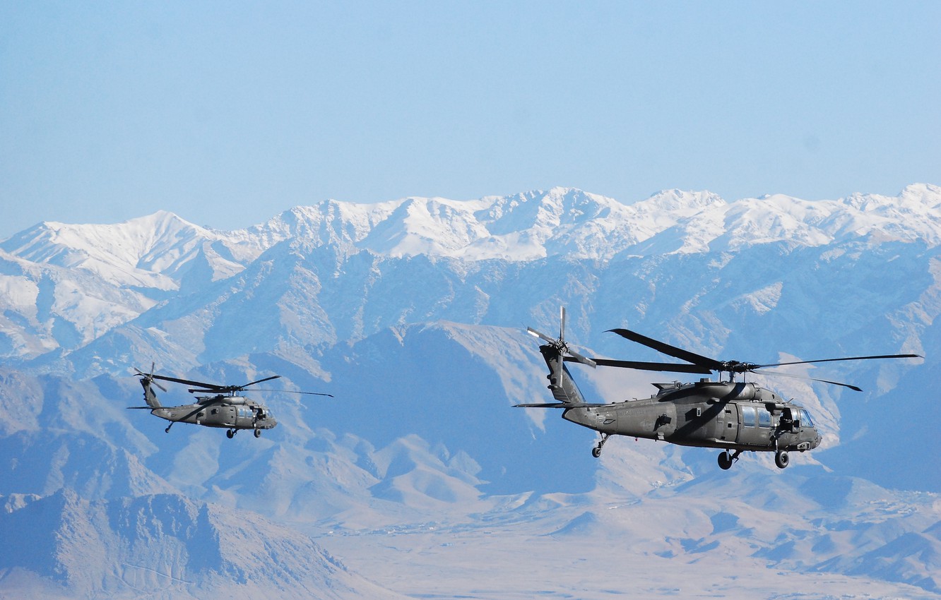 Photo Wallpaper Flight, Mountains, Black Hawk, Helicopters, - Sikorsky Uh-60 Black Hawk - HD Wallpaper 