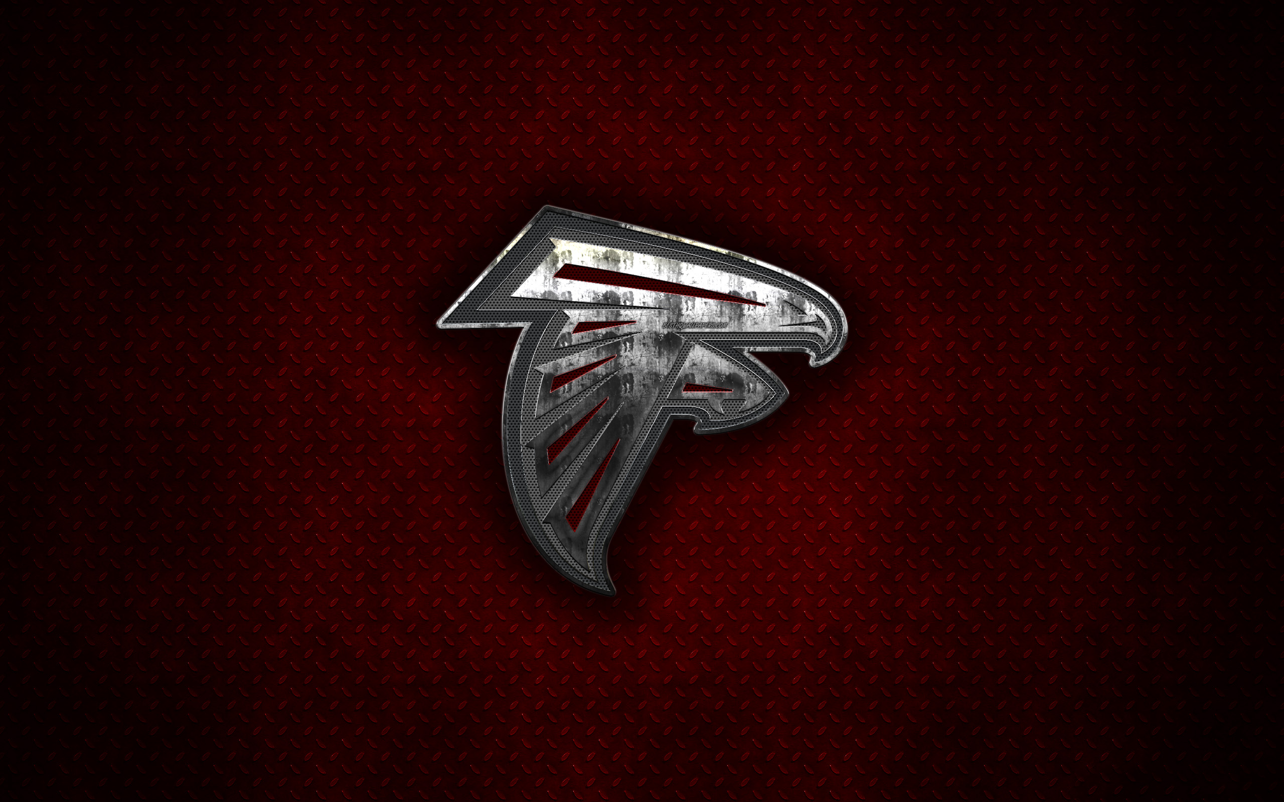 Atlanta Falcons, 4k, American Football Club, Metal Emblem 2560x1600