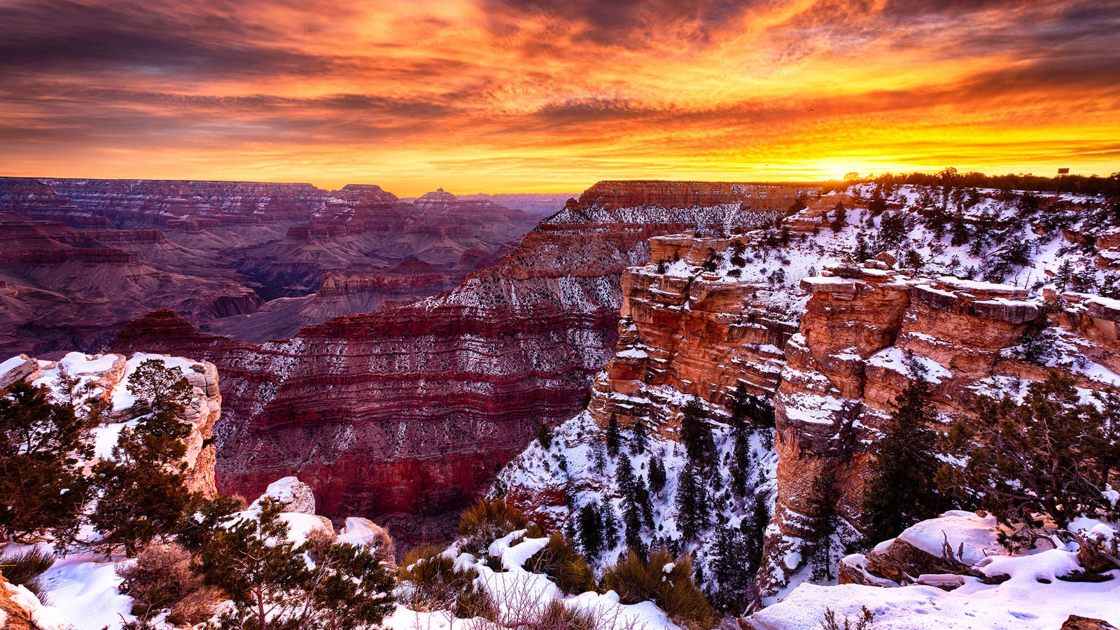 Sunrise Grand Canyon Winter - HD Wallpaper 