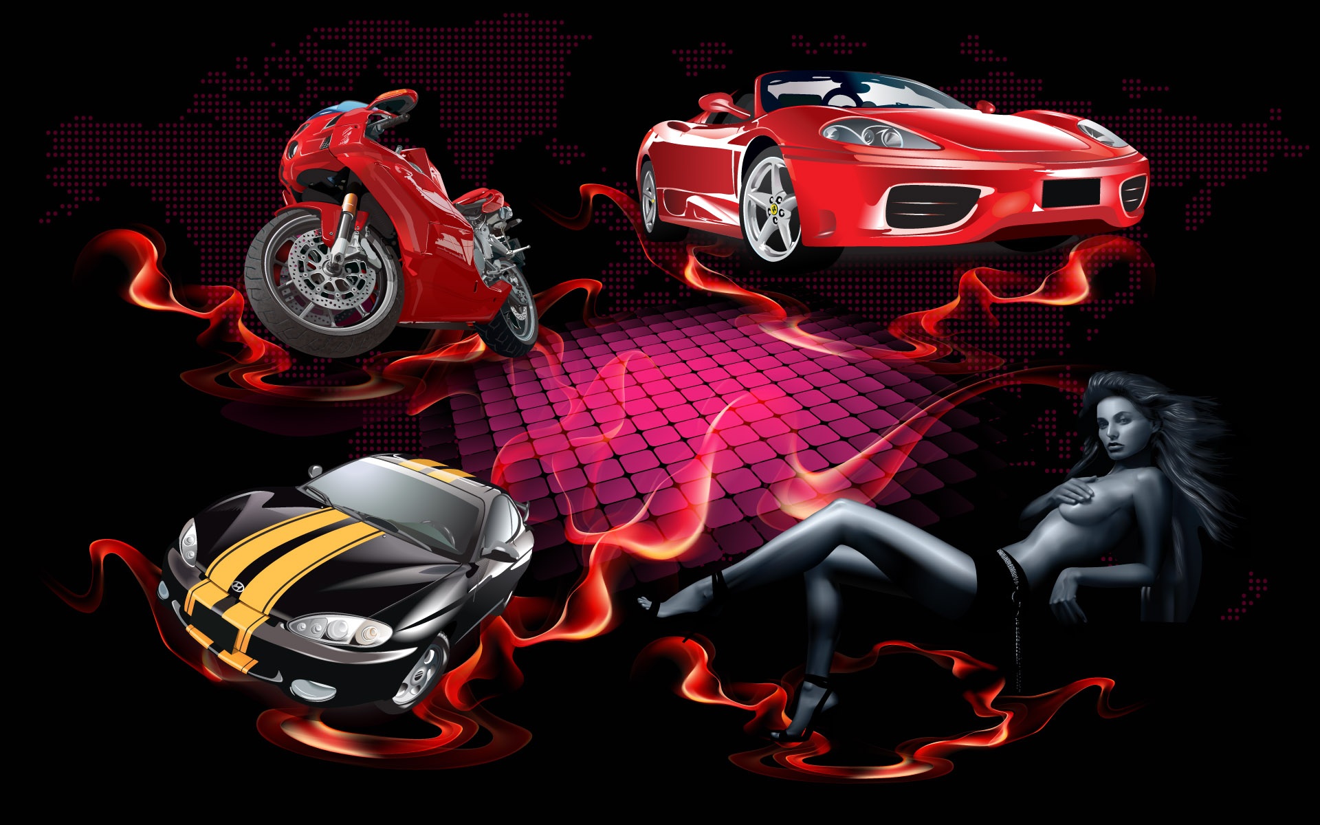 Wallpaper Red Fire Red Car - Dance 2011 - HD Wallpaper 