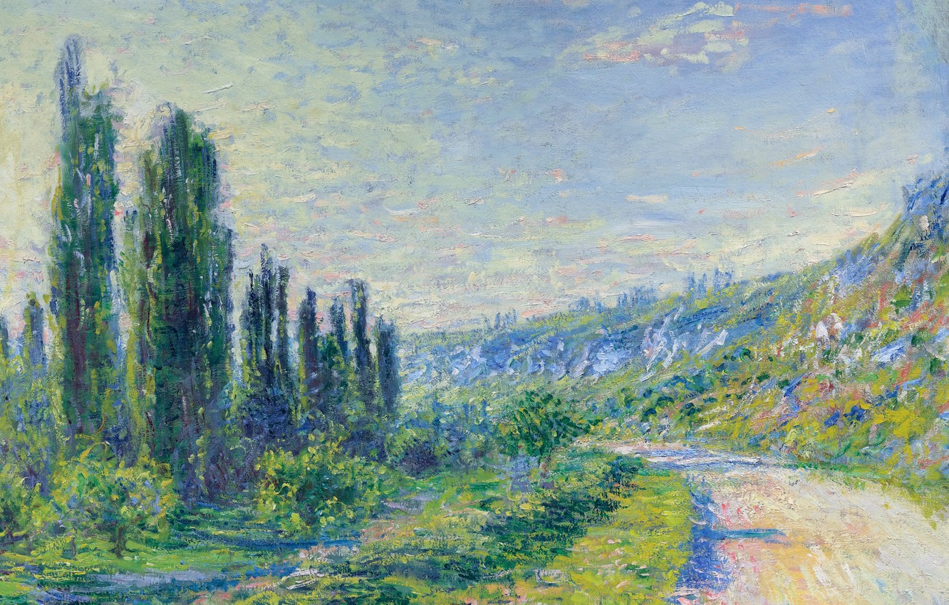 Photo Wallpaper Landscape, Picture, Claude Monet, The - La Route De Vetheuil - HD Wallpaper 