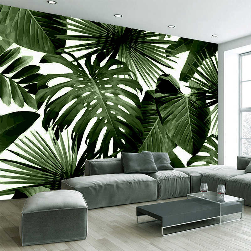 Tropical Leaf Wallpaper Room - HD Wallpaper 