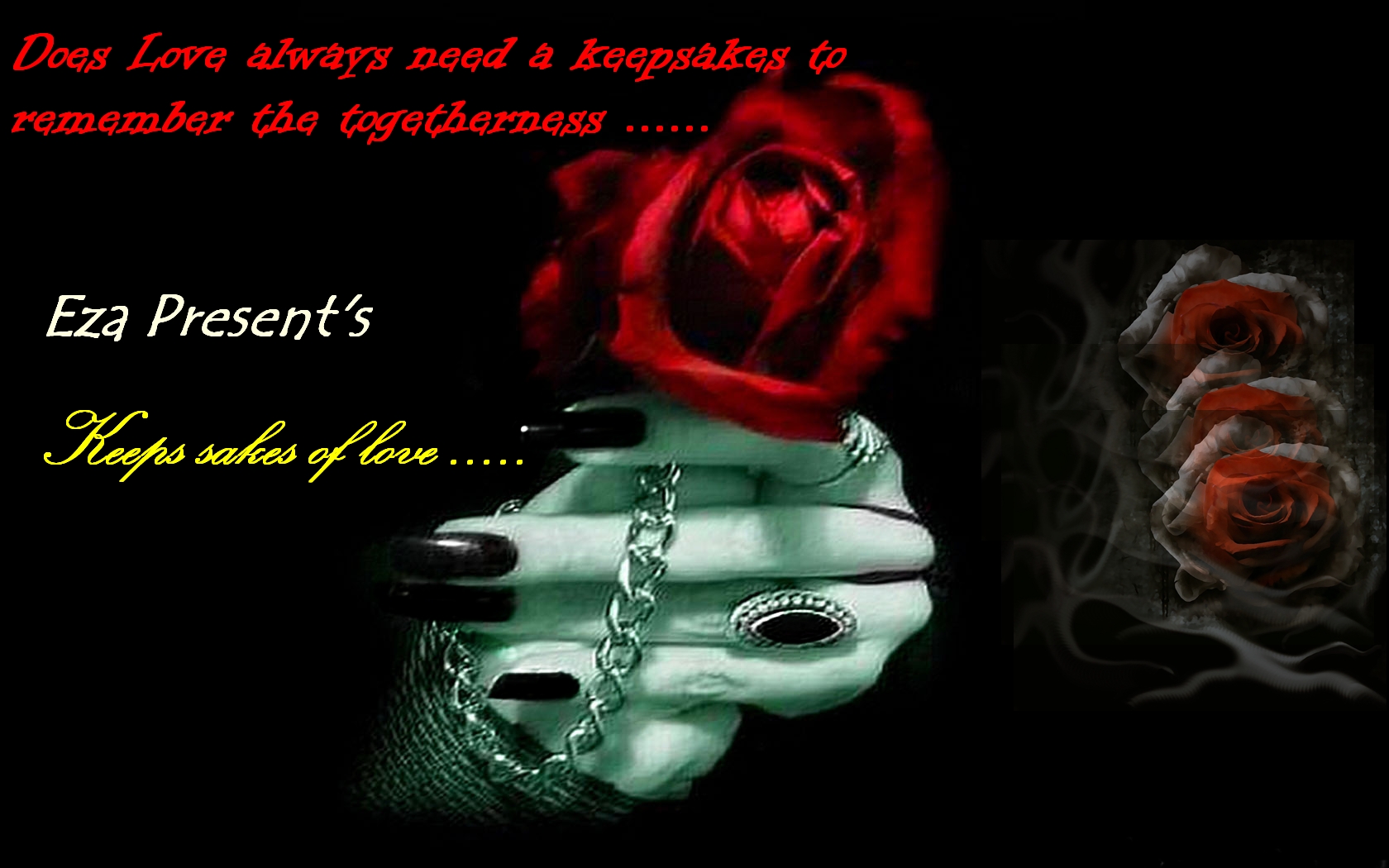 Keep Sake Of Love Promo-1 - Red Rose Hand Black Background - HD Wallpaper 
