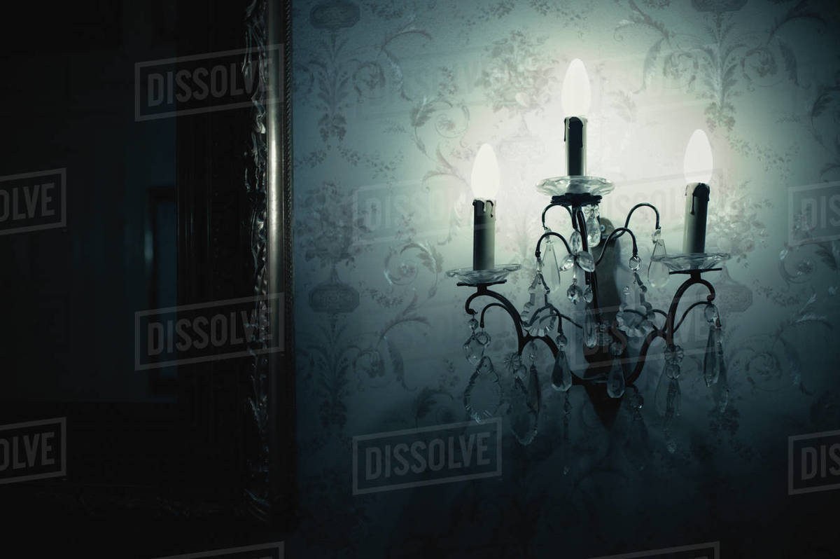 Close Up Of Illuminated Light Fixture On Wallpaper - Darkness - HD Wallpaper 