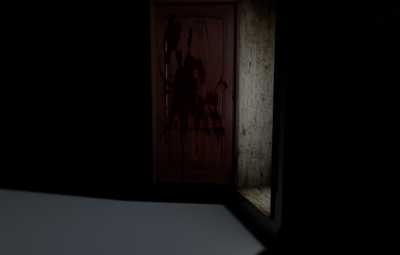Photo Wallpaper Dark, Light, Horror, Blood, Fear, Door, - Darkness - HD Wallpaper 