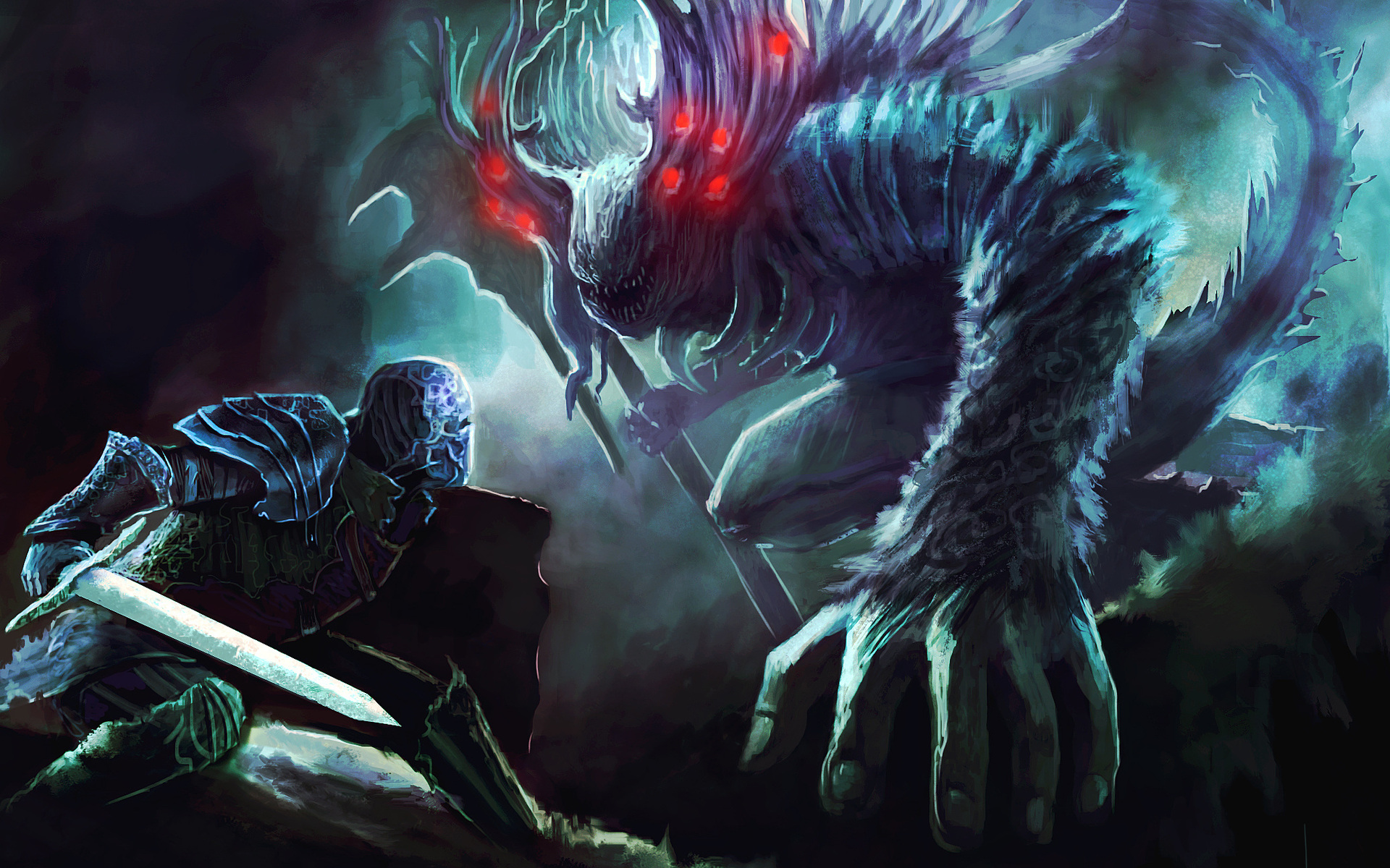 Dark Souls, Monster, Art, Sword, Battle Photo - High Resolution Dark Souls - HD Wallpaper 