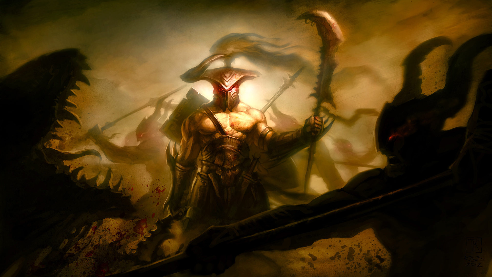 Battle Warrior Weapon Battlefield Monster Creature - Ancient Warrior Wallpaper Hd - HD Wallpaper 