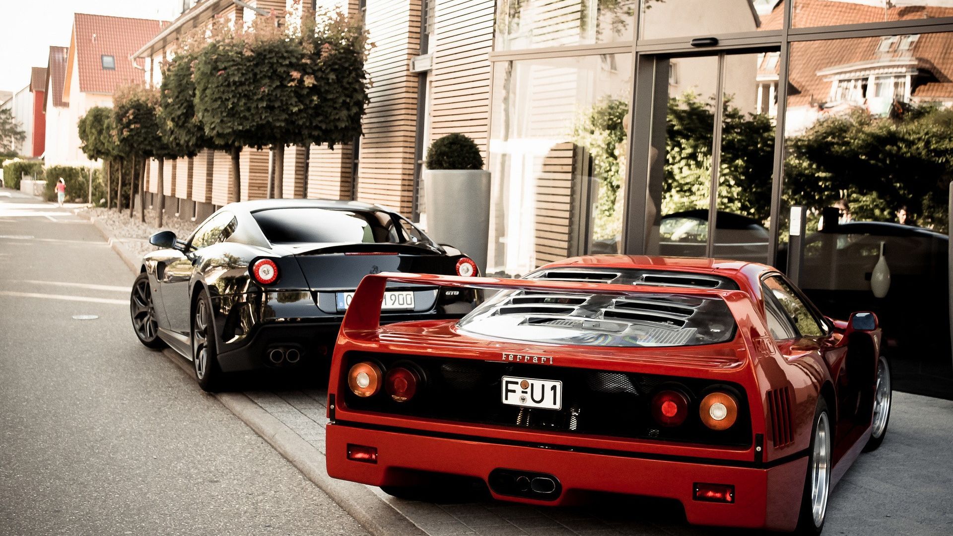 Ferrari F40 Back Side View - Ferrari F 40 Black Red - HD Wallpaper 