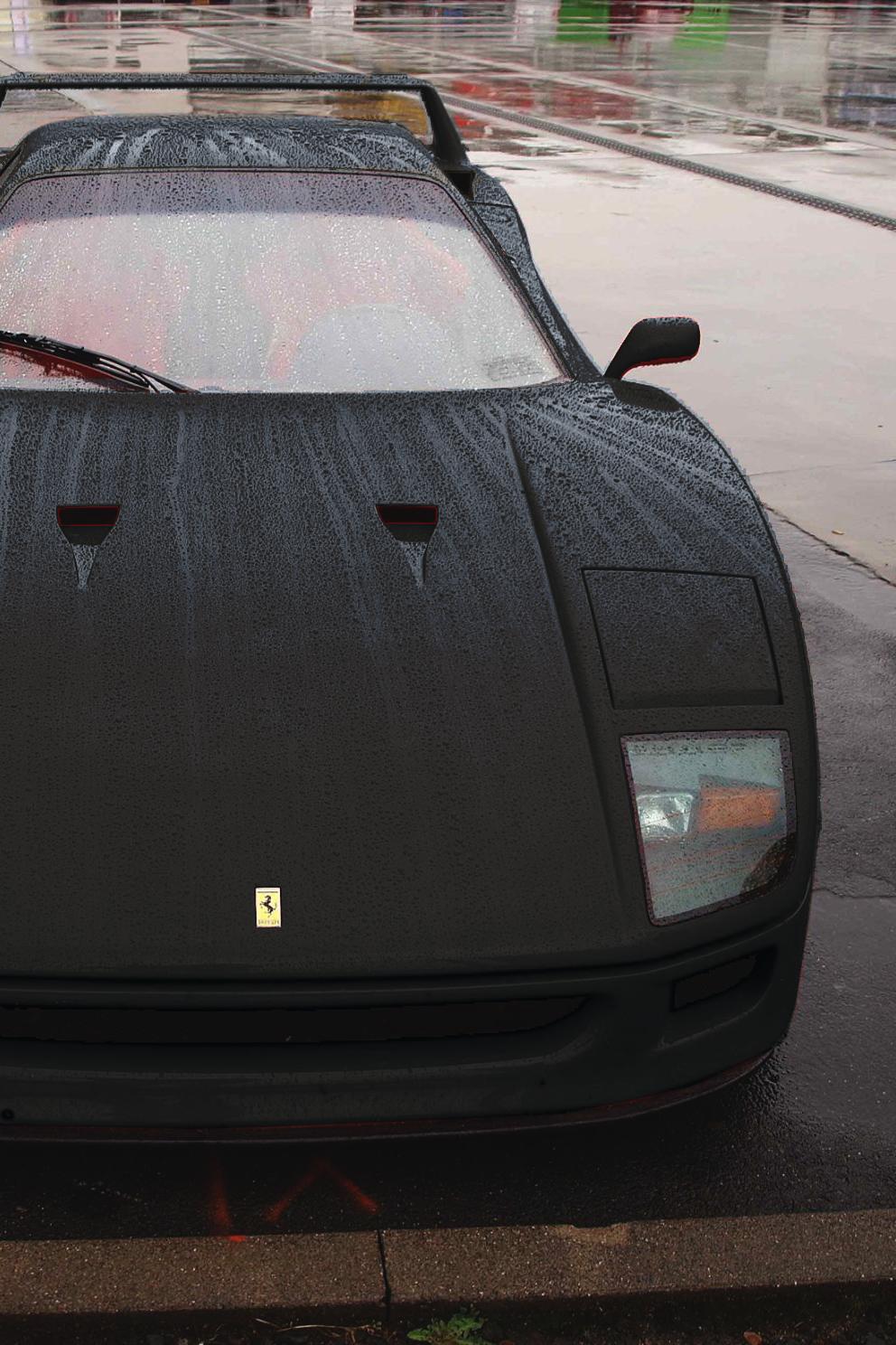 Ferrari F40 Black Sportscar Rain Drops Track - Ferrari F40 Black Iphone - HD Wallpaper 